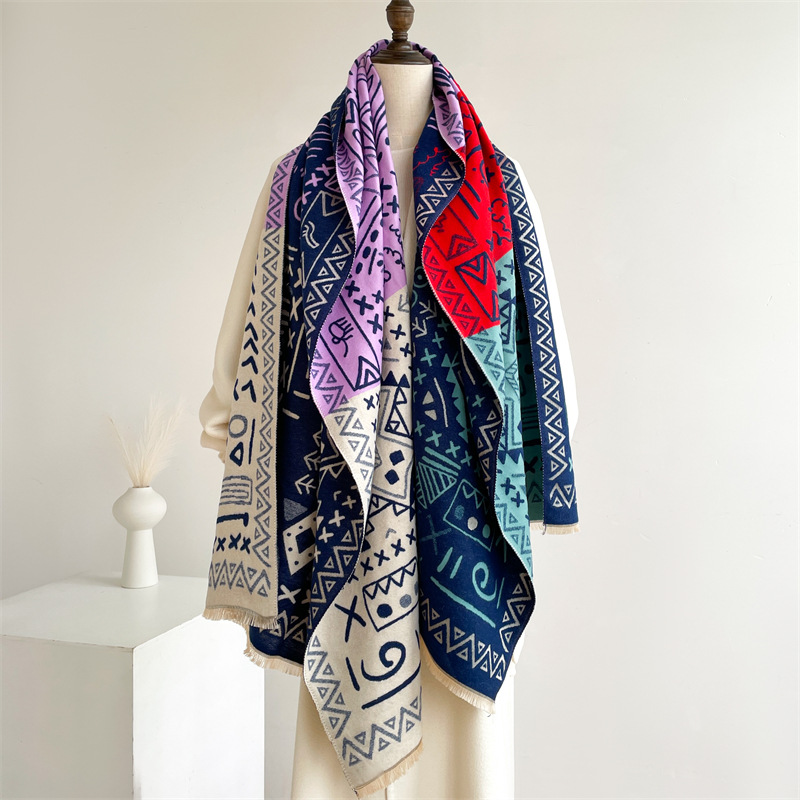 Travel Windproof Shawl Artificial Cashmere Scarf Women’s Double-sided