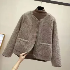 Simple And Elegant Loose And Stylish Long-sleeved Top - Khaki - View 1