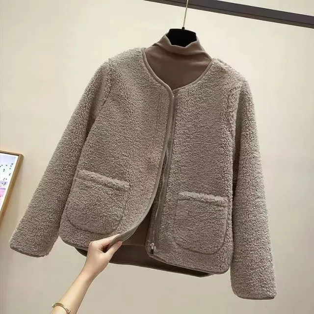 Simple And Elegant Loose And Stylish Long sleeved Top Khaki - Shop at LoveMi