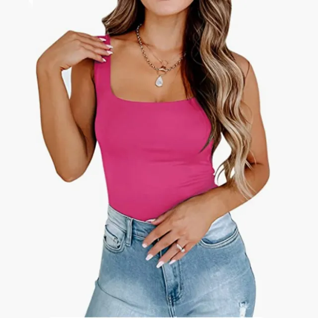 Women's Solid Color Slim fit Tank Top Rose Red - Shop at LoveMi