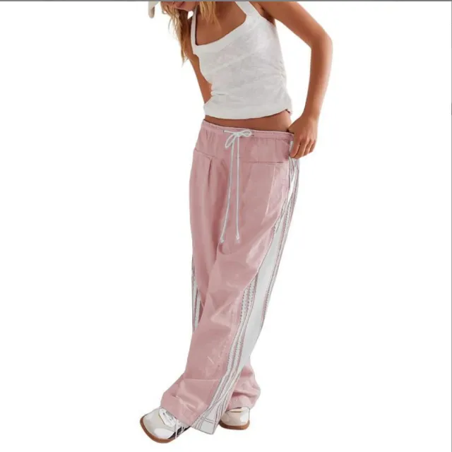 Summer European And American Foreign Trade Women's Clothing New Side Striped Straight leg Pants Women's Retro Sports Style Loose Temperament Casual... Nk10 - Shop at LoveMi