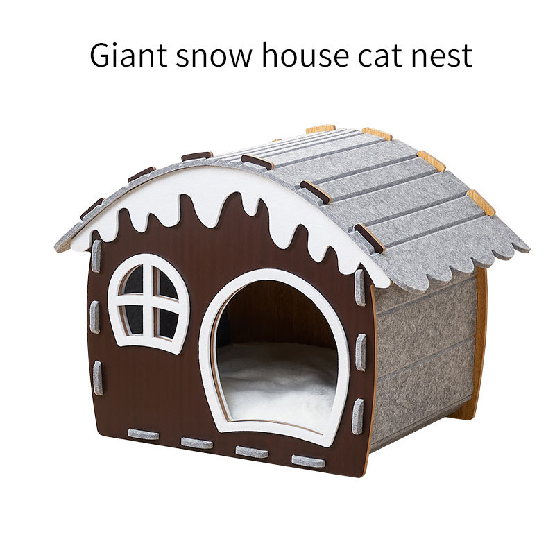 Warm Fleece New Semi-Enclosed Cat Bed