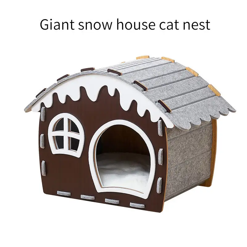 Warm Fleece New Semi-Enclosed Cat Bed