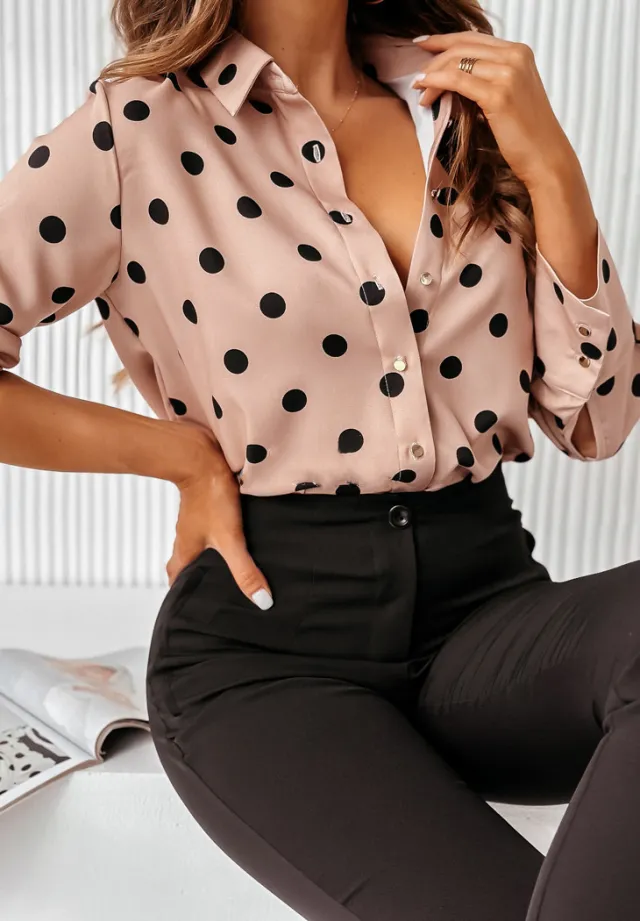 Women's Long Sleeve Fashion Temperament Printed Shirt Khaki - Shop at LoveMi