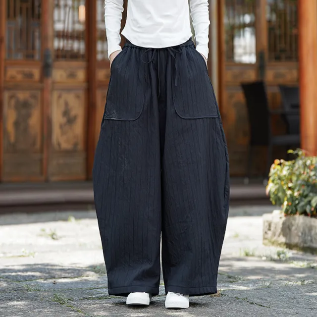 Ancient style Loose Fleece Casual Pants Black - Shop at LoveMi
