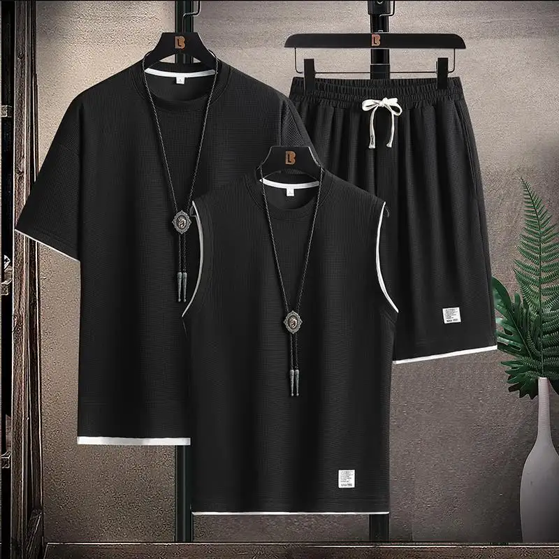 Men's Summer Short Sleeve Shorts a Set of Leisure