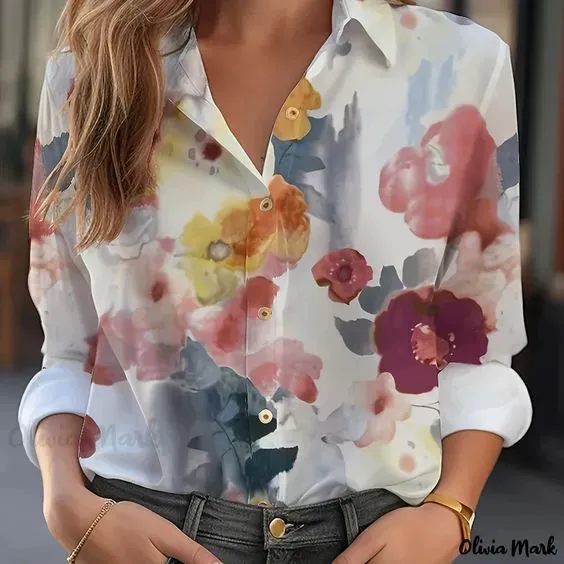 Women's Summer Shirt Digital Printing Plant Flower Pattern Color3 - Shop at LoveMi