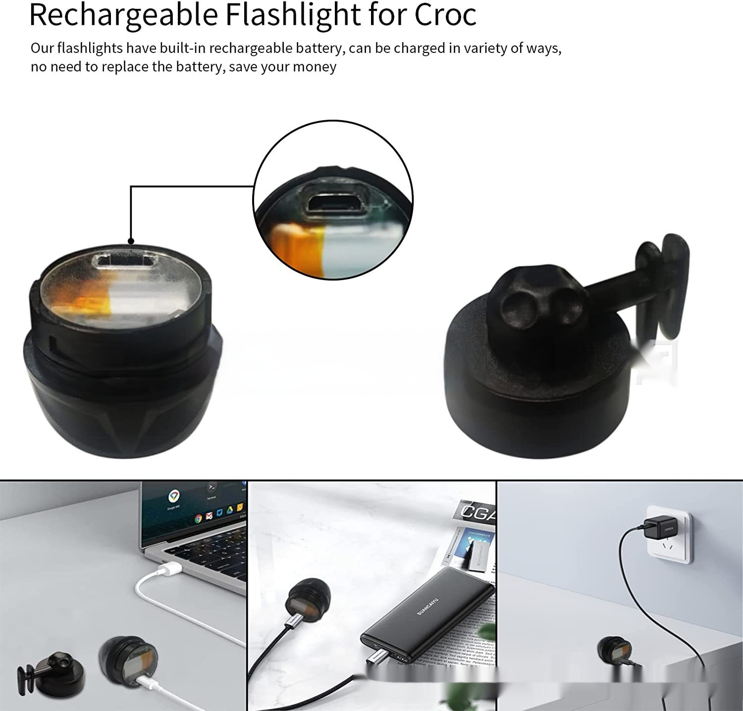 In Stock Plastic Rechargeable Hole Shoes Light New Color Matching