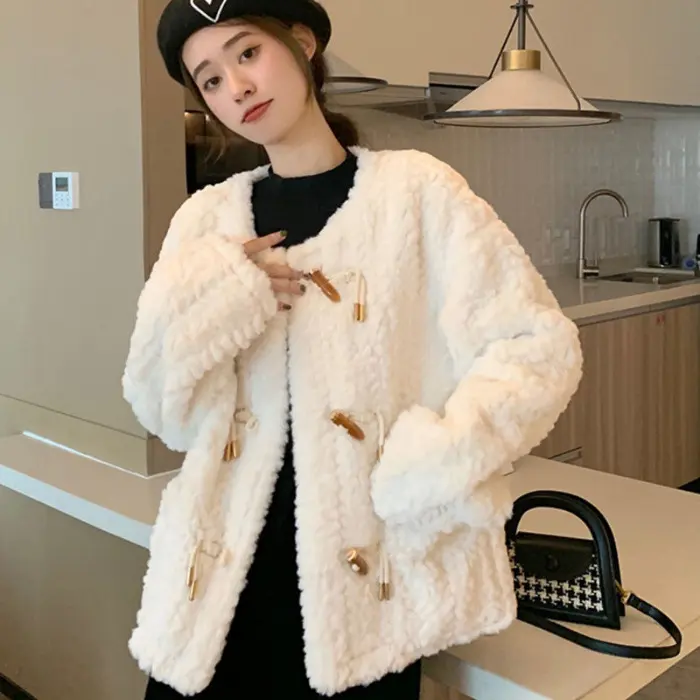 Lamb Wool Fur Coat for Women
