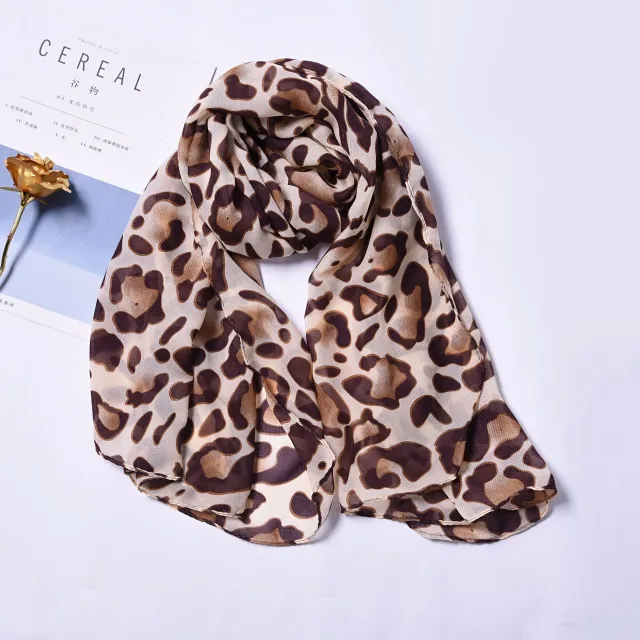Women's Minimalist Classic Fashion Leopard Print Scarf Deep Coffee - Shop at LoveMi