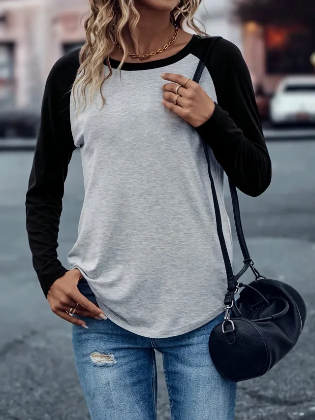 New Simple Fashion T shirt In Contrast Color Black - Shop at LoveMi