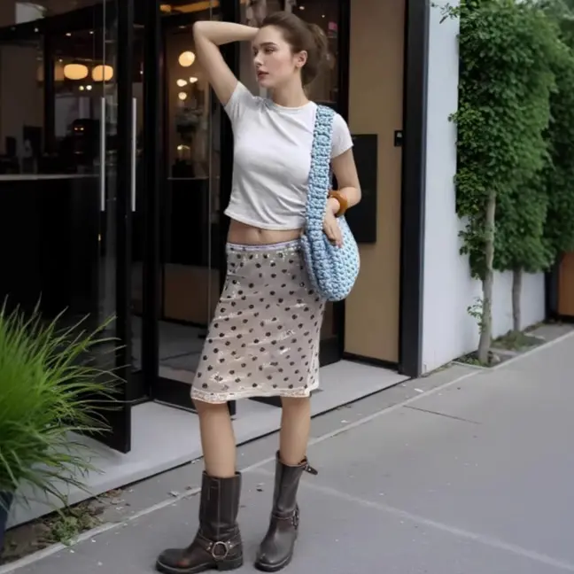 Fashionable Retro Polka-dot Print Low-rise Skirt
