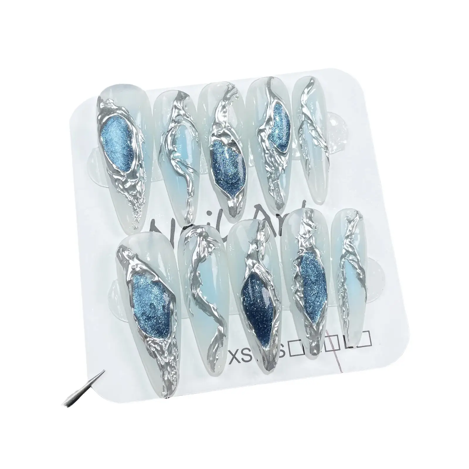 Hand-worn Armor Ocean Blue Cat Eye Liquid Mid-length