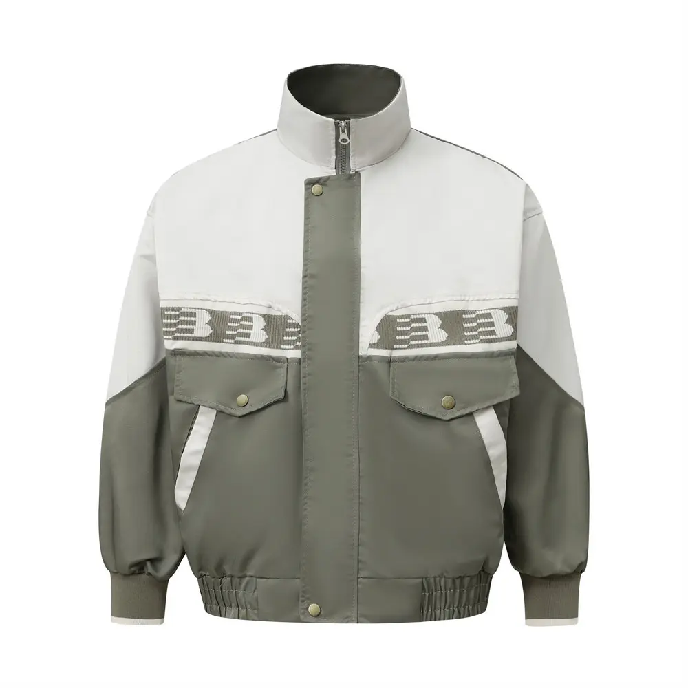 European And American Color Contrast Patchwork Workwear