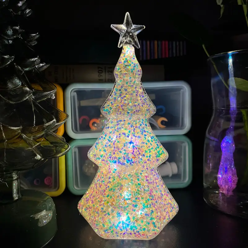 Glass Night Lamp For Christmas Tree Desktop Decoration