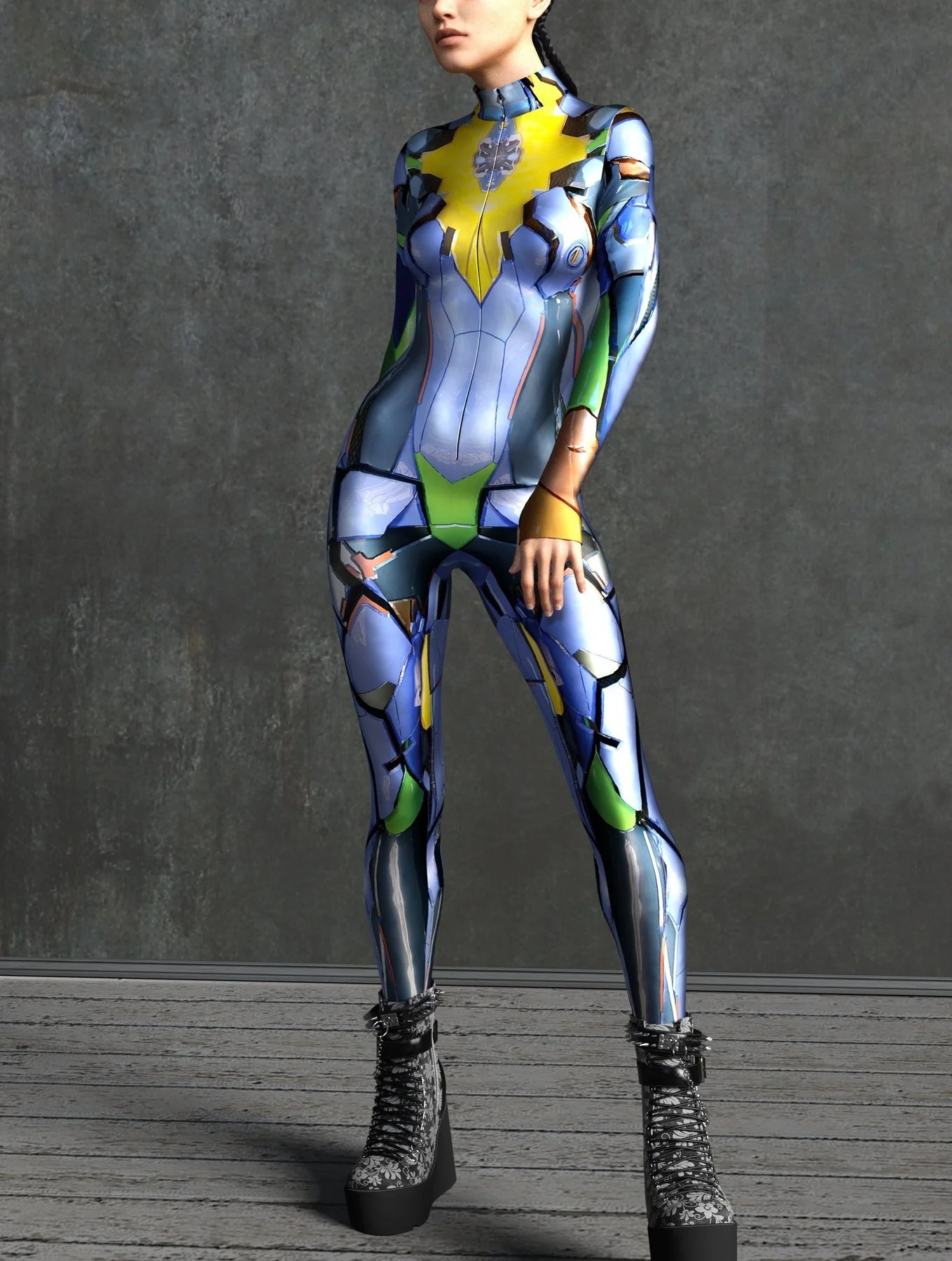 Yellow Silver Mecha Jumpsuit