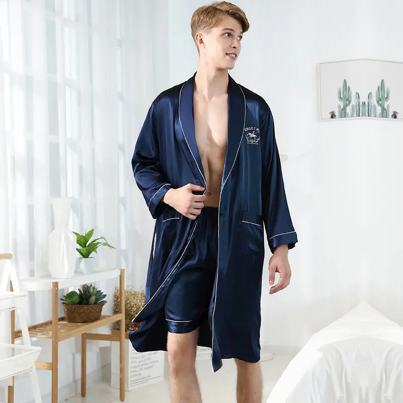 Ice-silk Mandarin-collar Nightgown And Pajama Pants Home