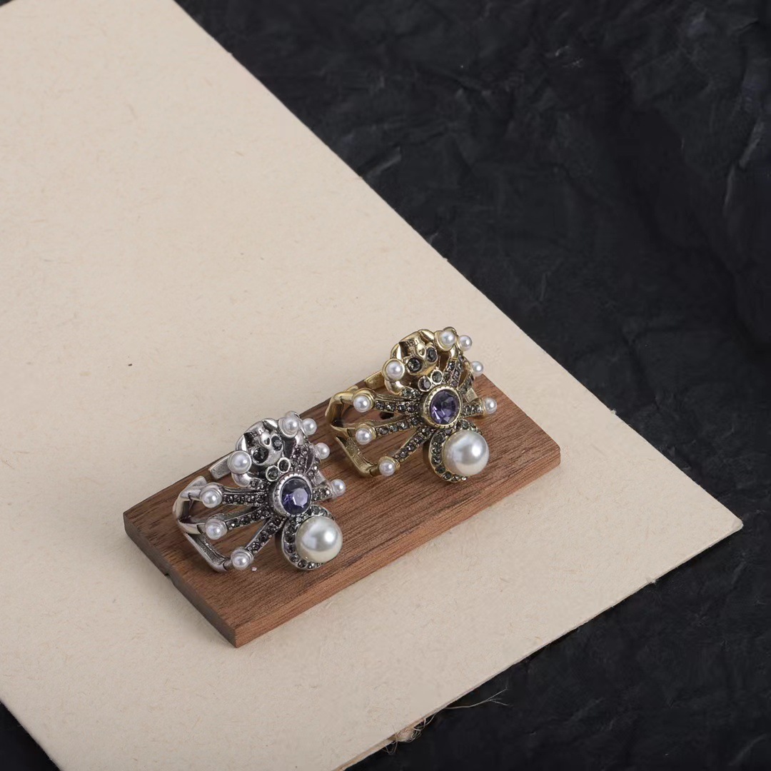 Brass Inlaid Pearl Personality Ring