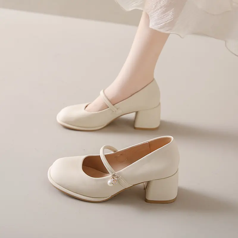 Stylish Mid-heel Versatile French-style Mary Jane Womens