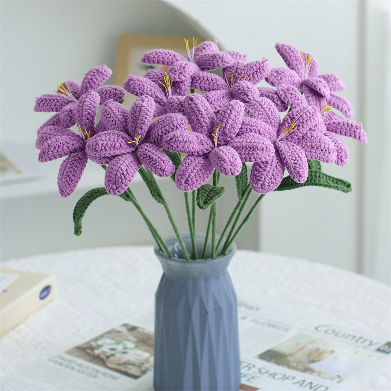 Hand-knitted Finished Yarn Bouquet Of Knitted Artificial Flowers 32