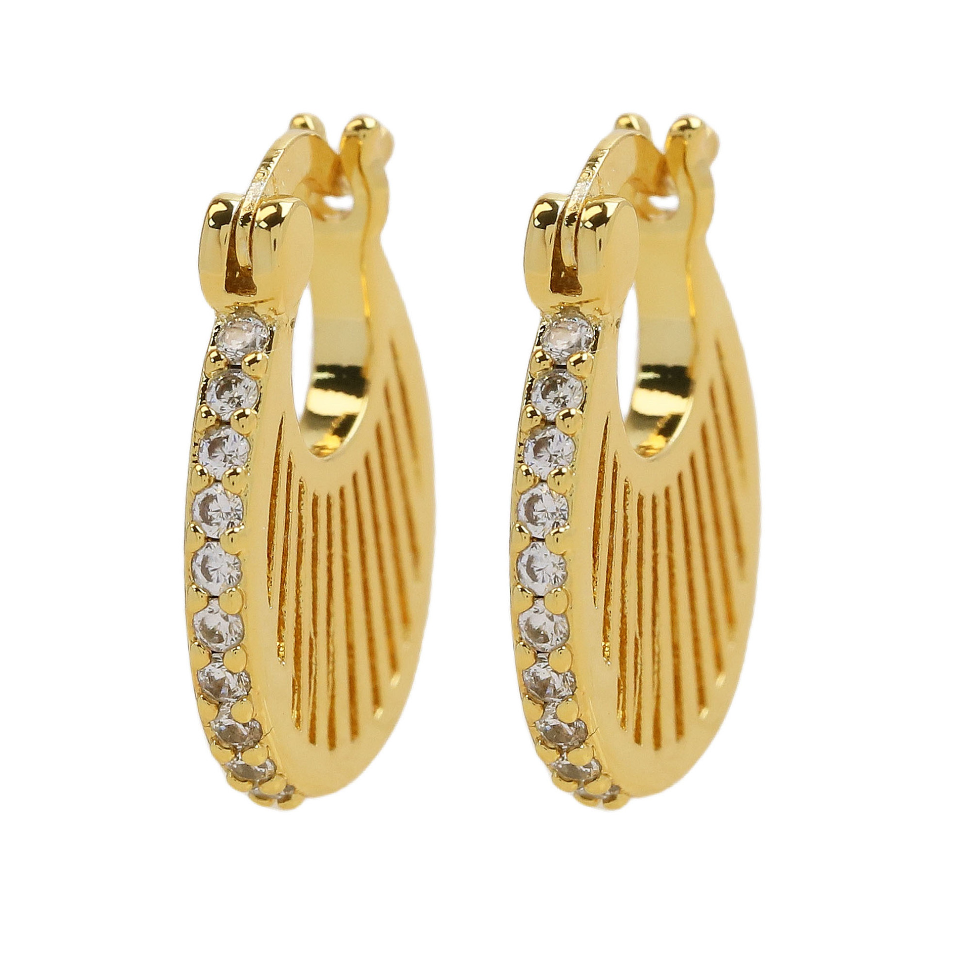 18K Gold & Small Medium And Large Brass Zircon Earrings