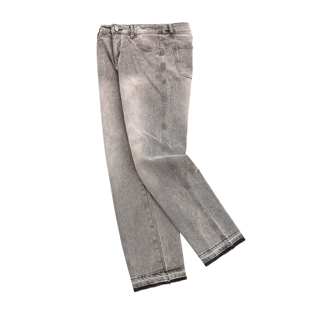 Washed Frayed Hem Straight Jeans For Men