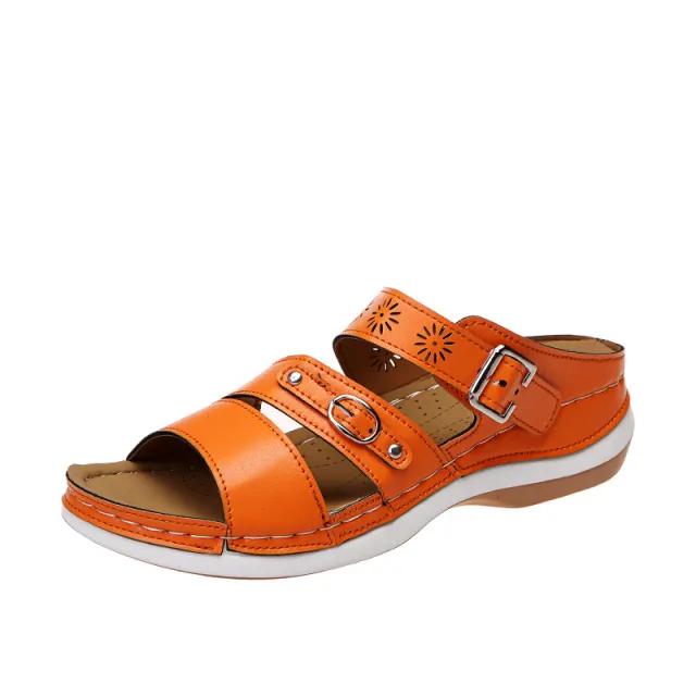 New Foreign Trade Plus Size Hollow out Fashion Wedge Ladies Casual Sandals Orange - Shop at LoveMi