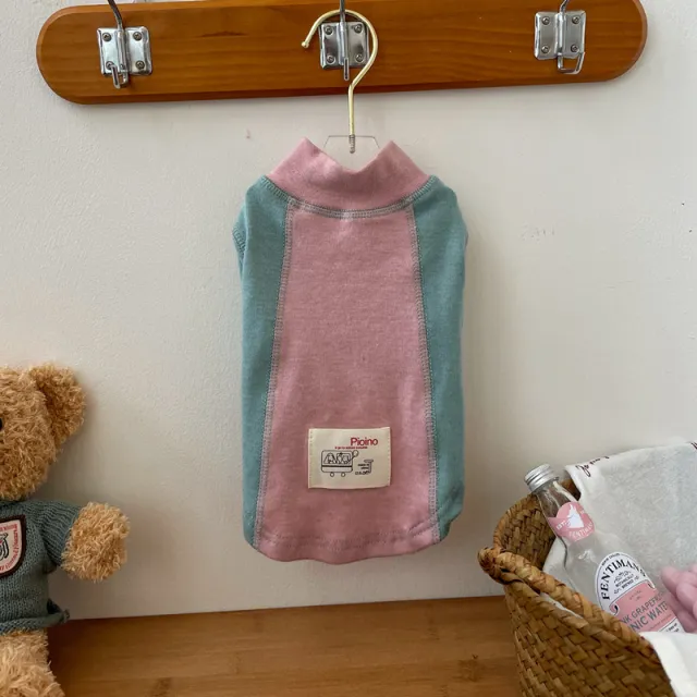 Contrast Color Sleeve Cotton Base Shirt Pet Blue - Shop at LoveMi