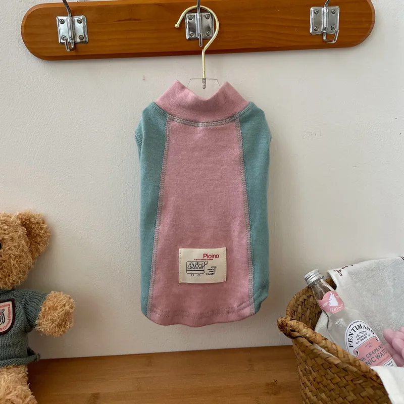 Contrast Color Sleeve Cotton Base Shirt Pet - Blue