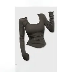 Niche Slim Fit Inner Wear Short Bottoming Sweet And Spicy Short Top - 30 Dark Grey Long Sleeve - View 1