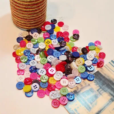 Resin Pearlescent Concave Four-eye Children's Shirt Button