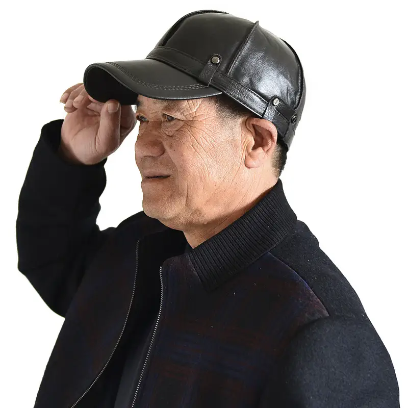 Outdoor Ear Protection Dome Winter Thickened Men Leather Hat