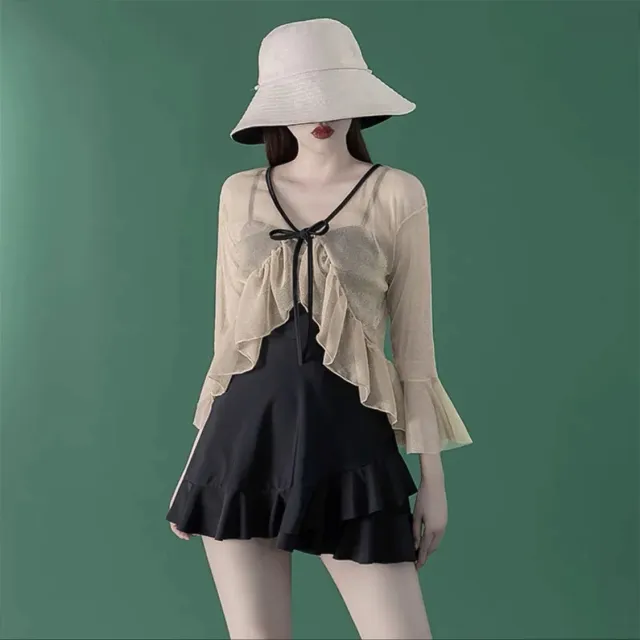 New Travel One piece Skirt Swimsuit Women's Pure Desire Style Black - Shop at LoveMi