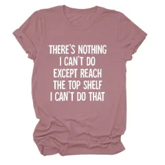 There's Nothing I Can't Do Letter Round Neck Casual Short Sleeve Loose Large Size Bottoming T-shirt For Women - Gold - View 1