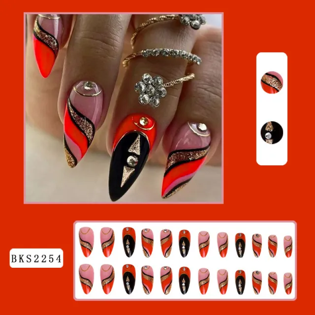 Wear Armor Medium Rhinestone Fake Nail Patch Rhinestone Gold Powder - Shop at LoveMi