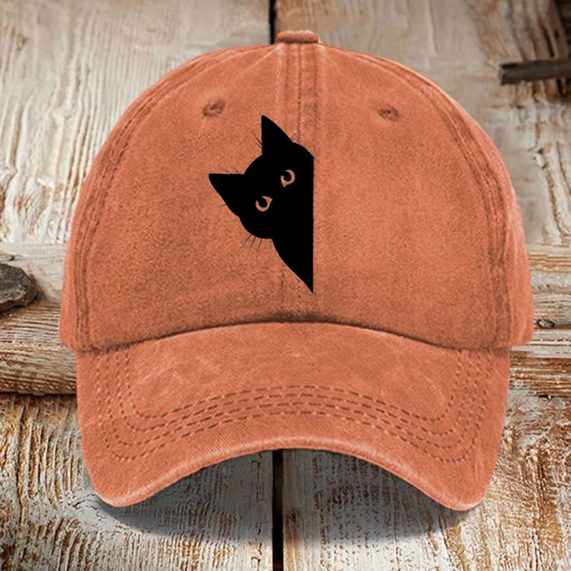 Washed Cotton Printed Hat Distressed Style Mens Vintage