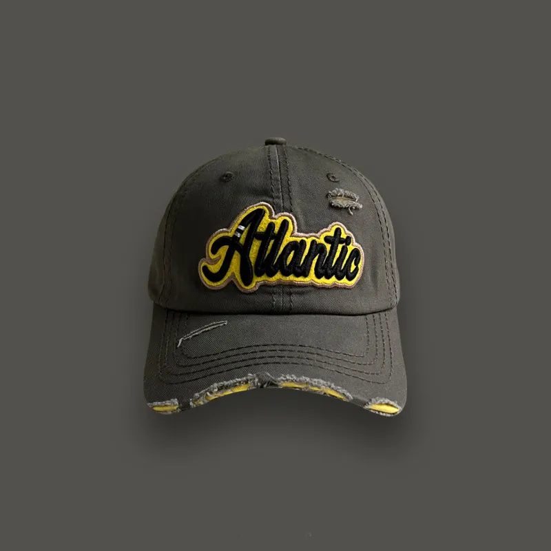 Washed Denim With Hole Baseball Cap Female Summer Korean Style - Gray