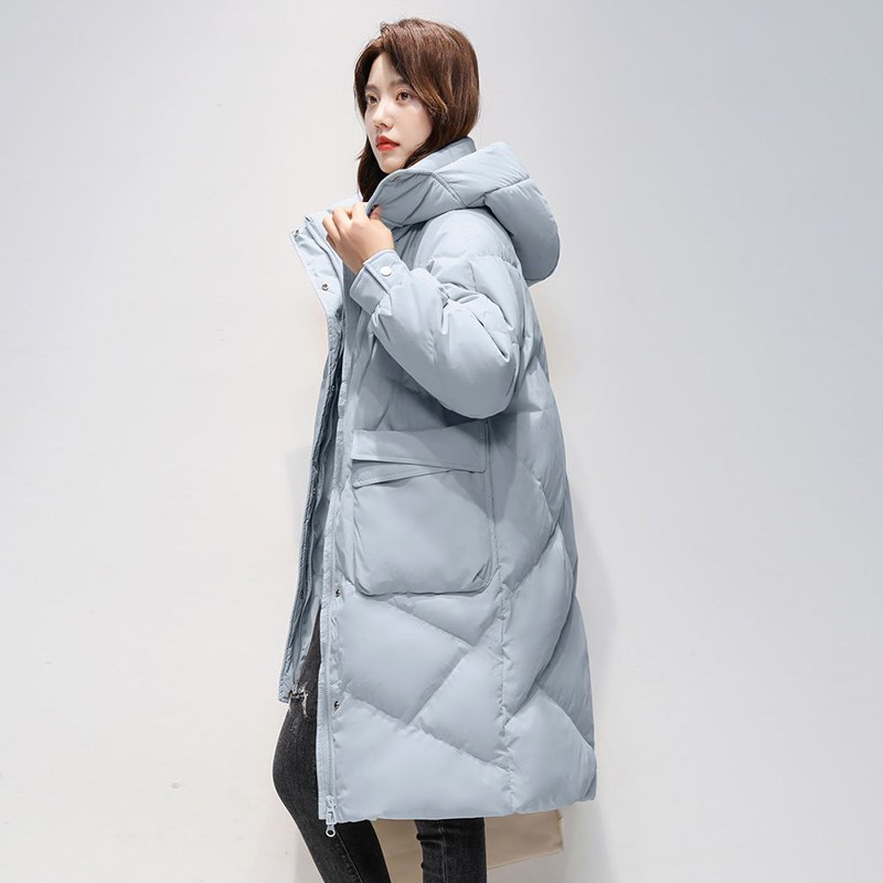 Womens Mid-Length White Down Padded Coat In Plus Sizes
