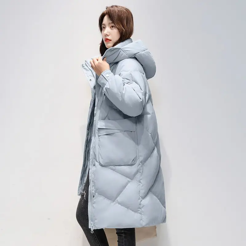 Womens Mid-Length White Down Padded Coat