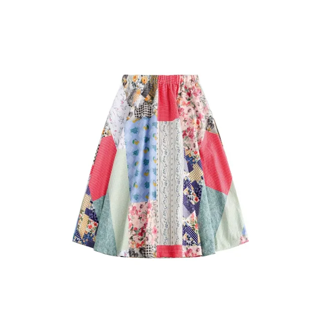 Pastoral Style Patchwork Stitching Plaid Long Dress Color - Shop at LoveMi