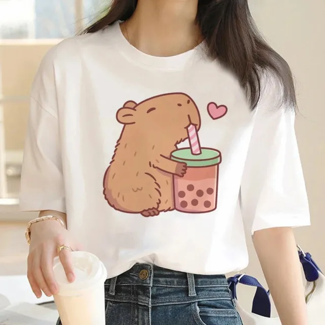 Cute Capybara Clothing Women Vintage Cartoon T Shirt H51598 - Shop at LoveMi