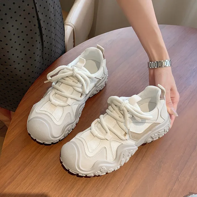 New Summer Hit Small Niche Board Shoes Sneakers Mesh Breathable Beige - Shop at LoveMi