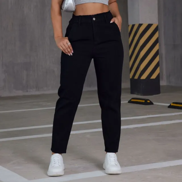 Women's Casual Elastic Straight Jeans Black - Shop at LoveMi
