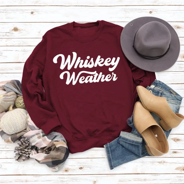 Lettered Casual Round Neck Long Sleeve Loose Sports Fashion Sweater Wine - Shop at LoveMi