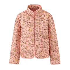 Women's Clothing Stand Collar Floral Multicolor Printing Baggy Coat - Image Color 2 - View 1