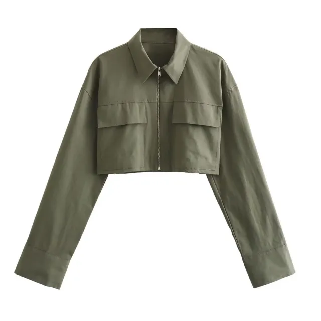 Short Pocket Lapels Short Shirt Green - Shop at LoveMi