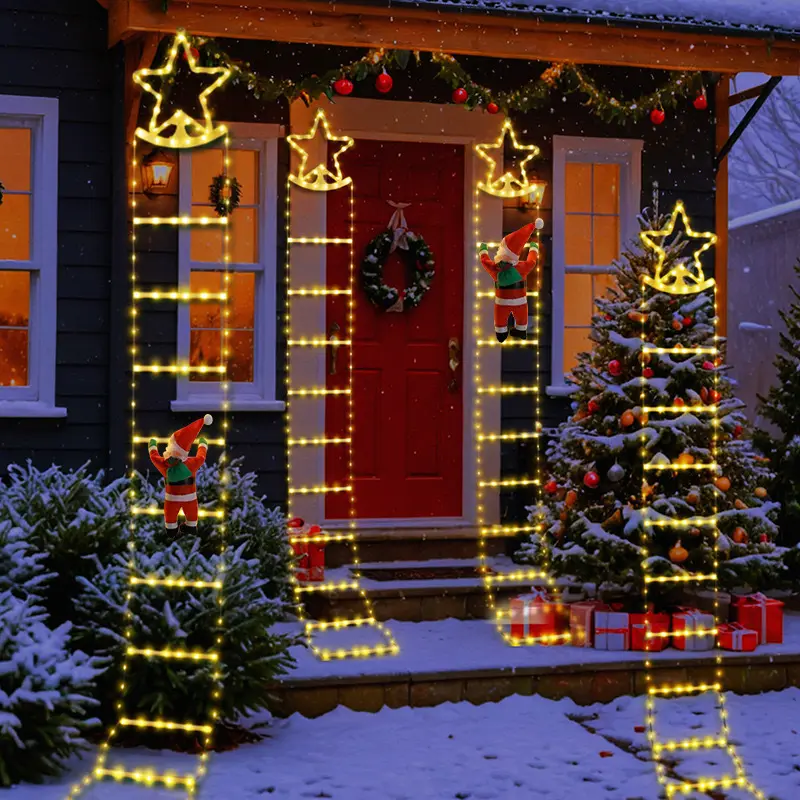 Christmas Old Man Climbing Stairs Five-pointed Star