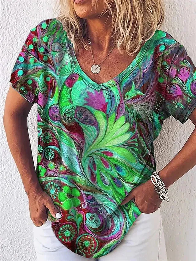 Women's 3D Women's Abstract Painting T shirt Pattern Graffiti Green - Shop at LoveMi