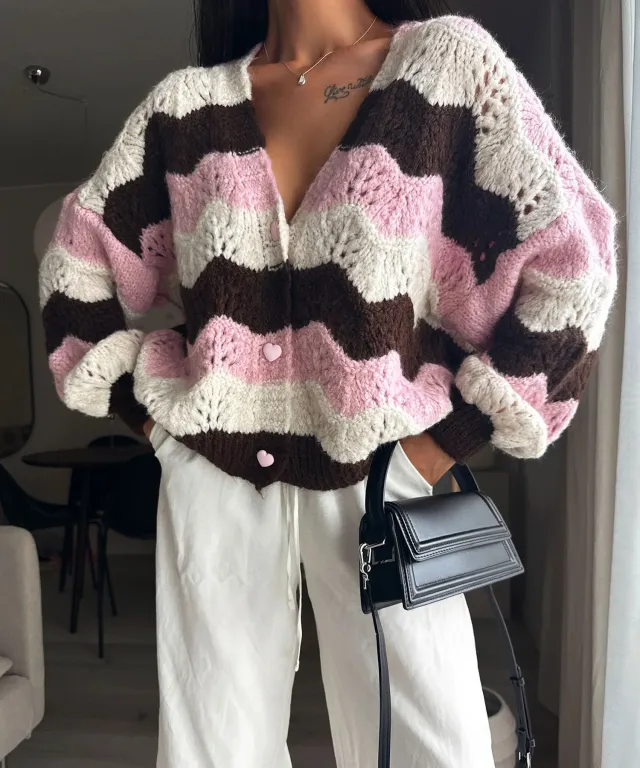 Women's Single breasted Knitted Cardigan Sweater Pink - Shop at LoveMi