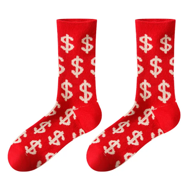 Red Socks For Women Middle Tube Pure Cotton Get Rich - Shop at LoveMi